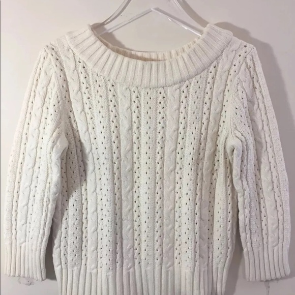 Anne Klein Women Cable Knit Sweater Small Off White 3/4 Length Sleeve - Picture 2 of 9